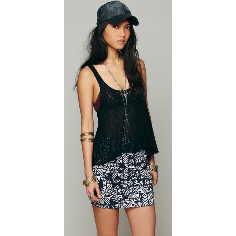 Urban Outfitters Black White Aztec Print Mini Skirt